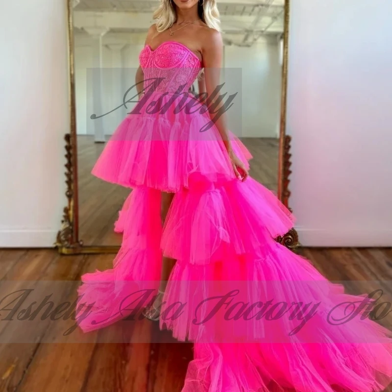 A2751 高品質フチサウエディングドレスレースチュールティアード女性ハイロー結婚式のゲストパーティードレス特別な日の摩耗カスタマイズ