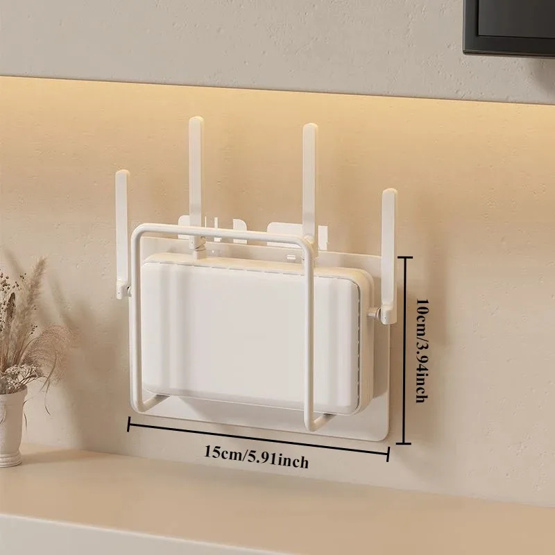 Wall Mount Router Stand Rack with Cable Management Design for Storage Box Bracket and Top Box, No Drilling Required, Wi-Fi Rack, image 3