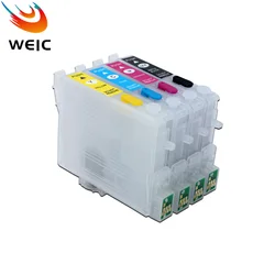 4Color T0551 T0552 T0553 T0554 Refill Ink Cartridge with Permanent Chip for Epson Stylus Photo R240 RX420 RX425 RX520 Printer