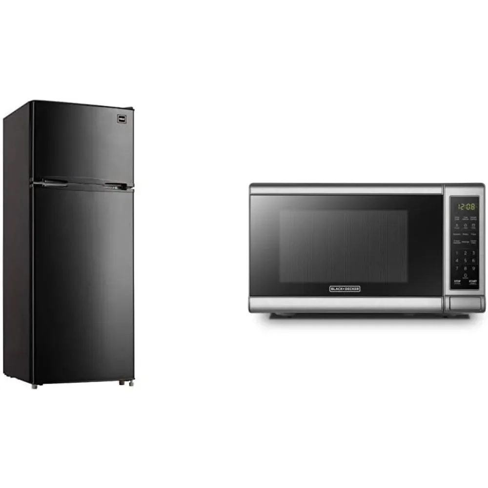 BLACK Apartment Size-Top Freezer-2 Door Fridge-Adjustable Thermostat Control-Black-7.5 Cubic Feet