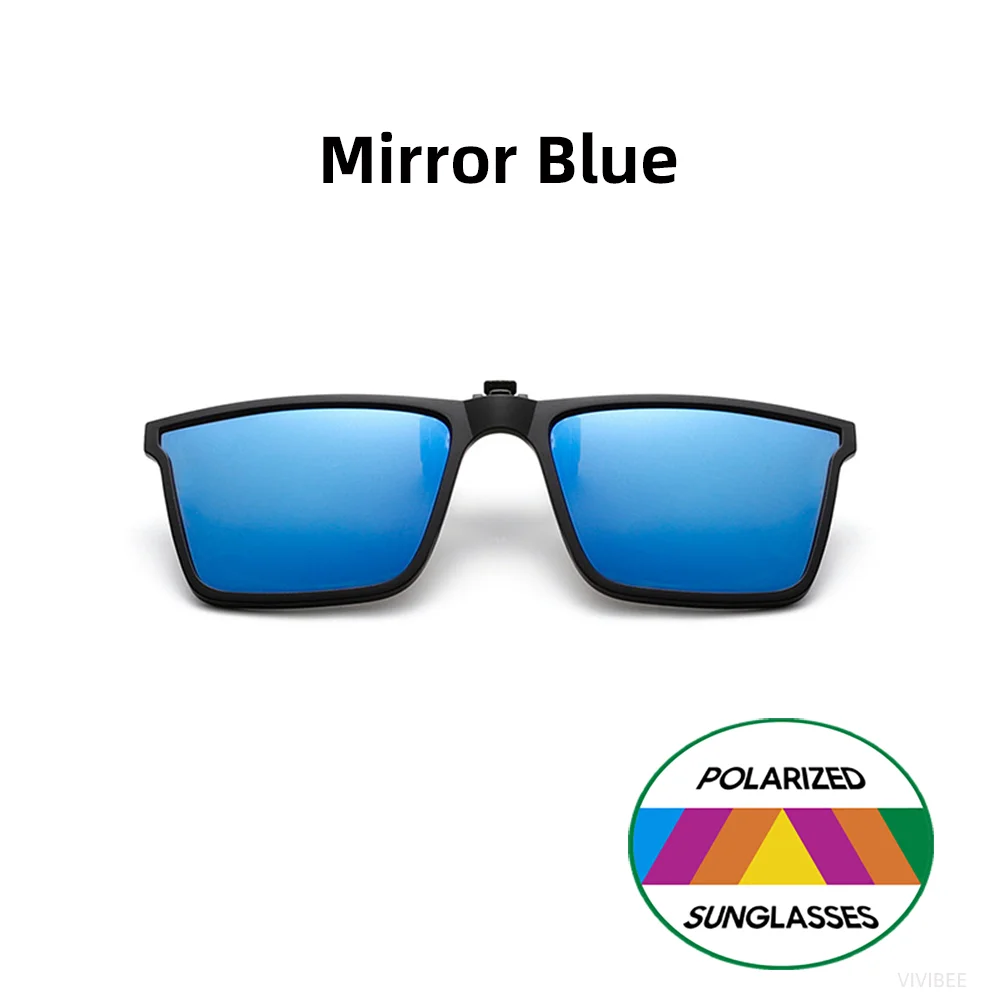 VIVIBEE Quadratische, hochklappbare Sonnenbrille zum Aufstecken, polarisierter Spiegel, blaue Fahrbrille, grau, UV400, photochrome Nachtsicht-Clips – Detail 12