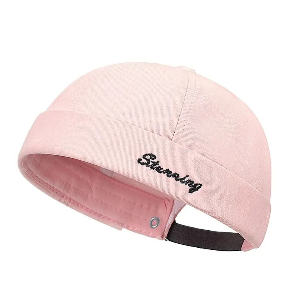 Fashion Hip Hop Beanie Street Hat Cotton Letter Embroidery Skullcap Adjustable Solid Color Brimless Docker Cap for Men Women