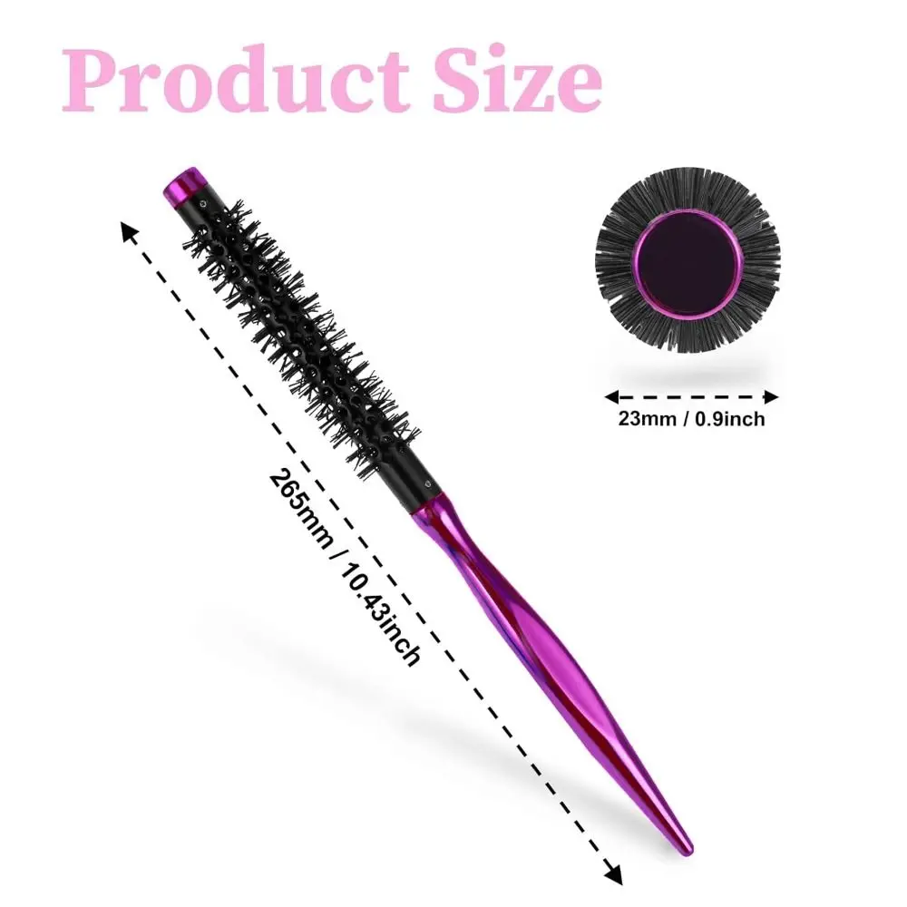 with Smooth Handle Small Curling Brush Nylon Bristles Styling Hair Brush Travel Round Brush Mini Quiff Roller Portable