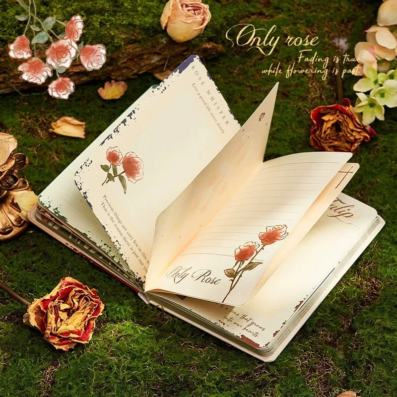 Imagem -04 - Beautiful Hardcover Notebooks Página Colorida Flower Theme Illustration Rose Scrapbook Girl Diary Student Notepad