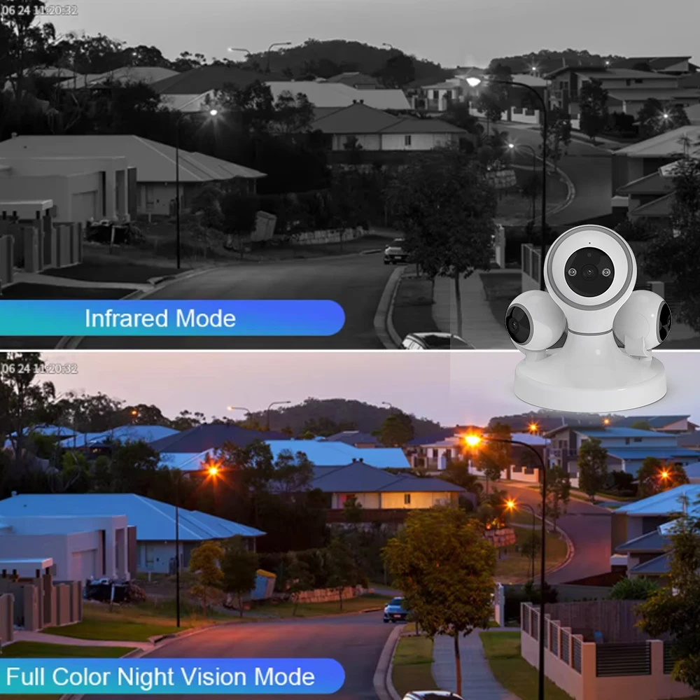 12MP 6K HD IP Camera Wifi Cctv Ptz Smart Color Night Vision AI Auto Tracking Camera Fisheye Lens Wireless Home Security Camera