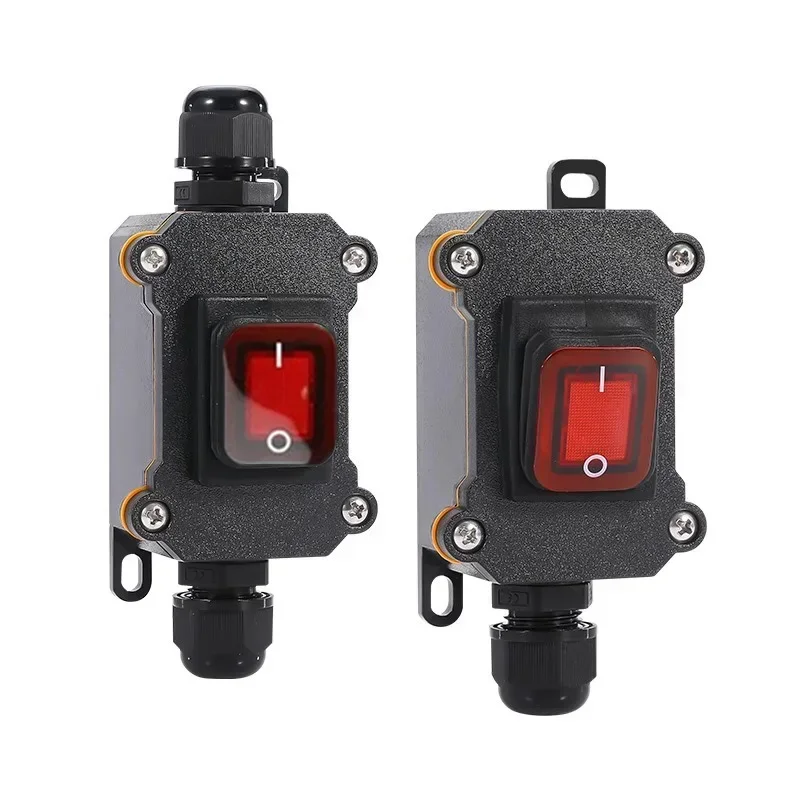12V-24V Inline Power Cord 110V-220V Marine Rocker Switch On Off Waterproof IP67 Junction Box 20A High Current Connetor Outdoor