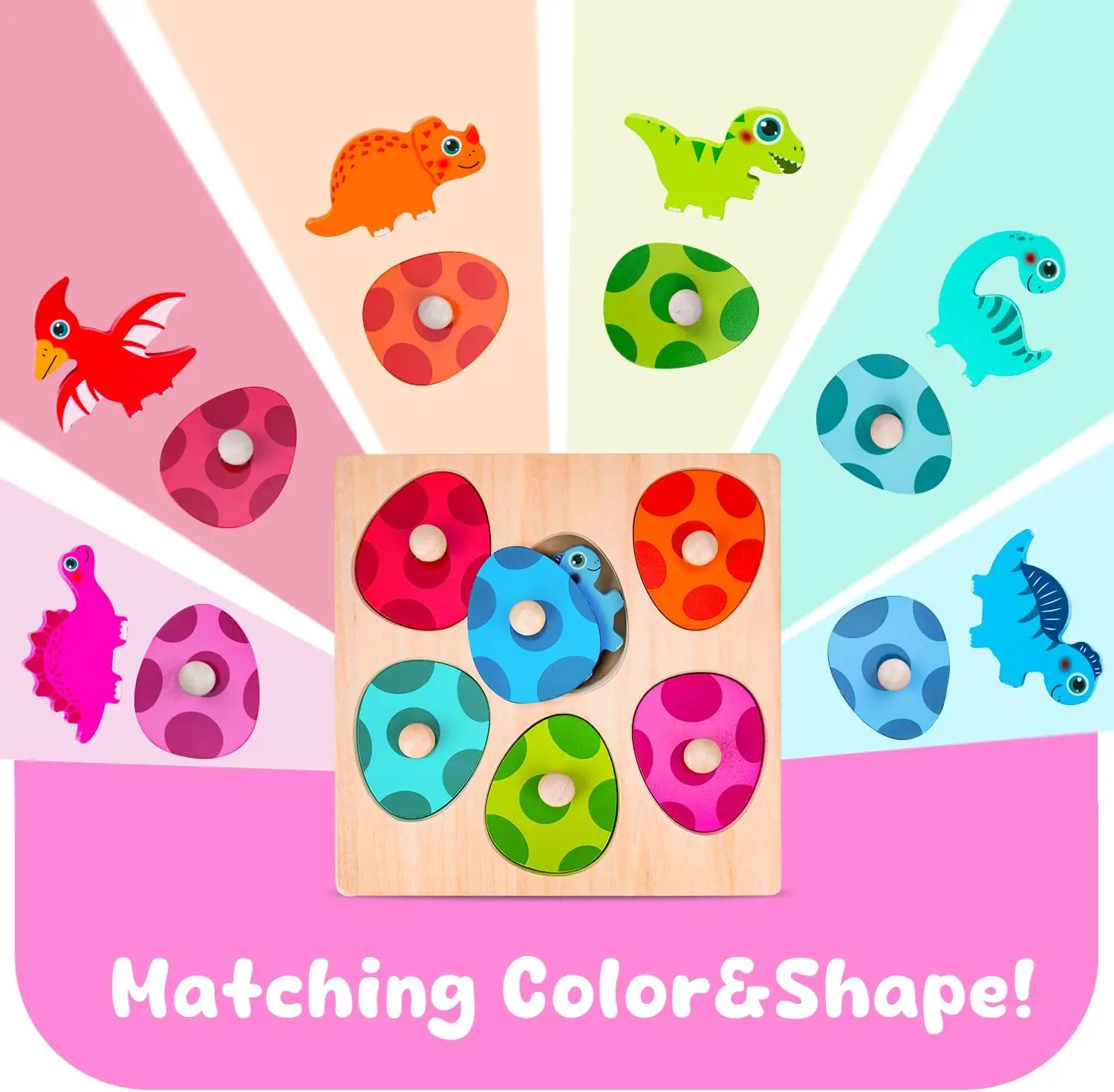 Деревянные головоломки с динозавром, игрушки Монтессори, игра-головоломка с колышками, детские 3D деревянные развивающие игрушки для раннего обучения, подарки