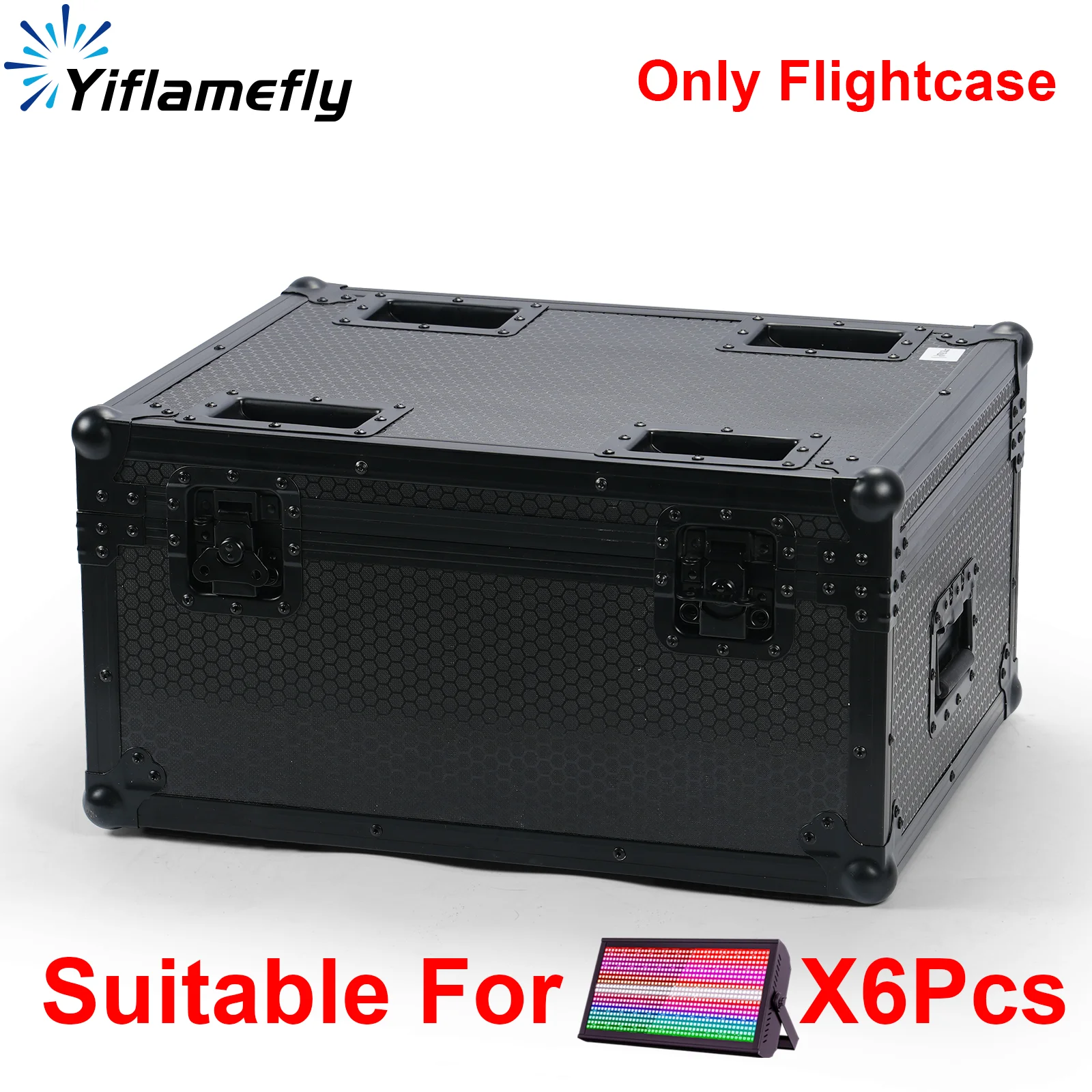 Yiflamefly Premium Soccer Pattern Leather Airline Case Stage Light Box Flightcase For 6Pcs 200W LED 48+8-segment Strobe Light