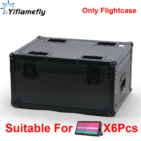 Yiflamefly Premium Soccer Pattern Leather Airline Case Stage Light Box Flightcase For 6Pcs 200W LED 48+8-segment Strobe Light
