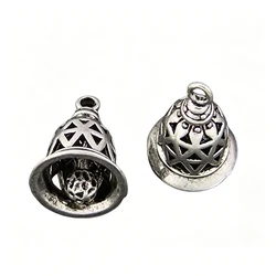 10pcs Whosesale Antique Style Silver Color Bell Charm (no noise) Copper Pendants Bracelet DIY Findings04092