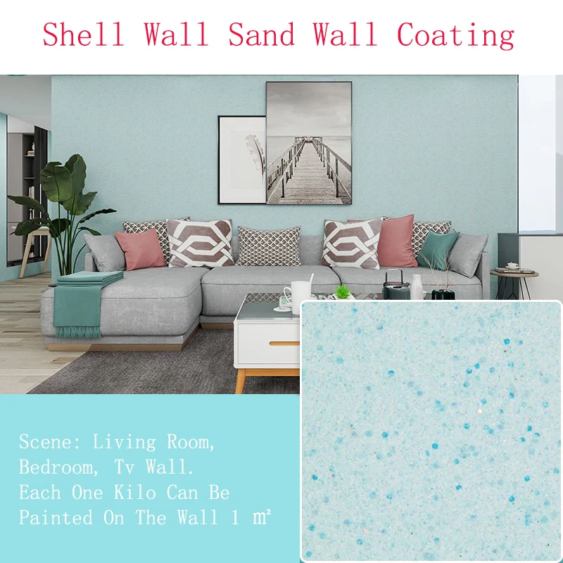 1kg Shell Wall Sand Diamond Indoor Wall Art Coating Cloud Sand Luxurious Wall Formaldehyde-Free Tasteless Wall Coat