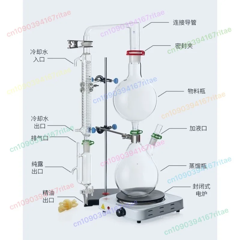 

2000 мл стеклянный сепаратор для экстракции эфирного масла, оборудование для дистилляции росы, наборы машин для дистиллятора воды