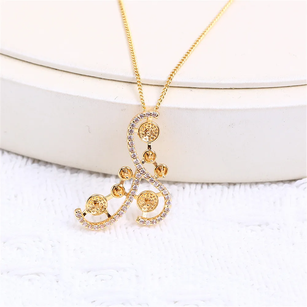 Domestic 14k Gold-plated Irregular Multi-bead Zircon Pearl Hollow Support Necklace Pendant DIY Accessories