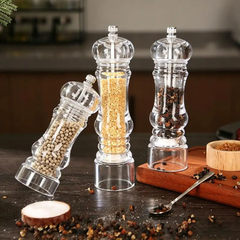 Acrylic Pepper Mill,Adjustable Coarseness,Ceramic Grinding Mechanism And That Can Be Used For Pepper, Cumin, Sea Salt,Dry Pepper