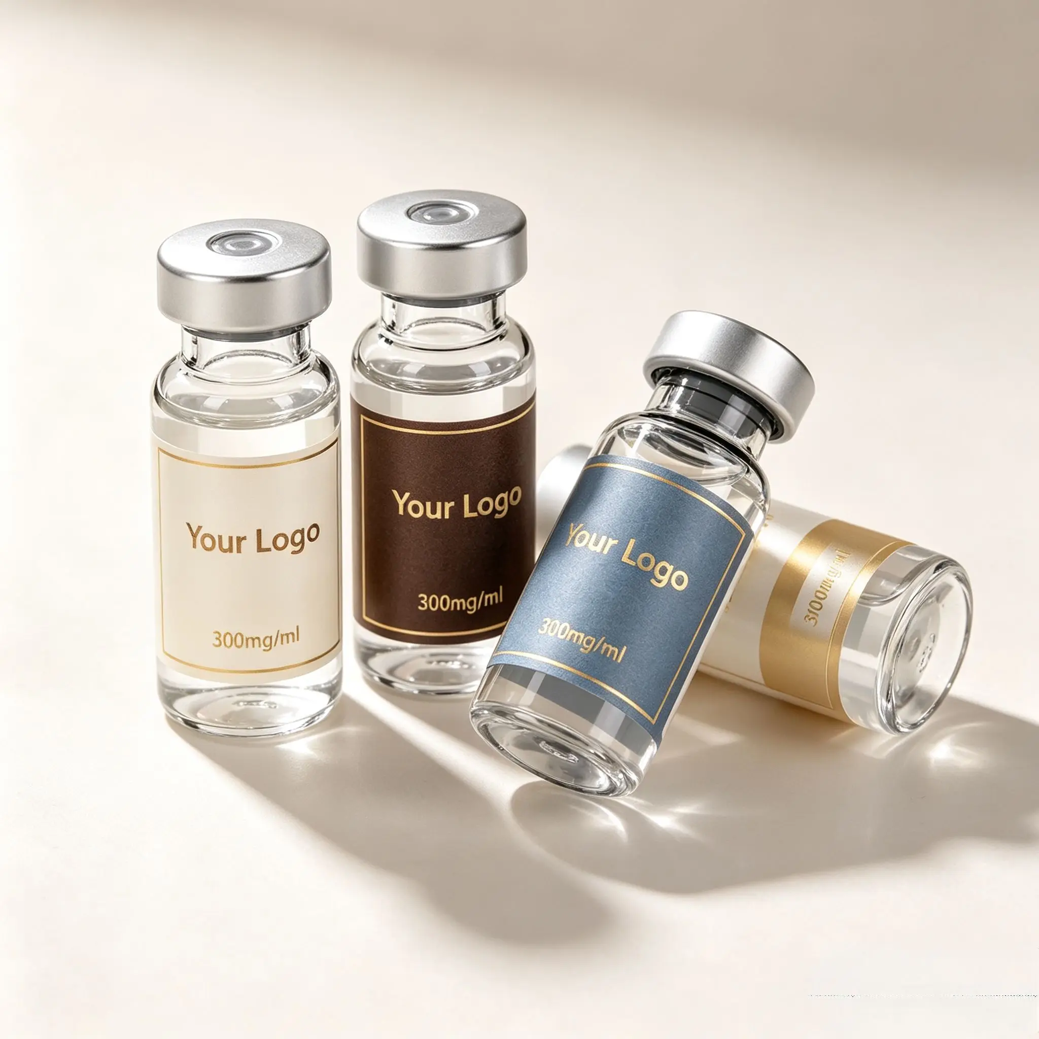 Custom HD Waterproof Printed Stickers Silver Foil Stamping Peptide Bottle Boxes For 3ml 10ml Body Sculpting Fitness Vials