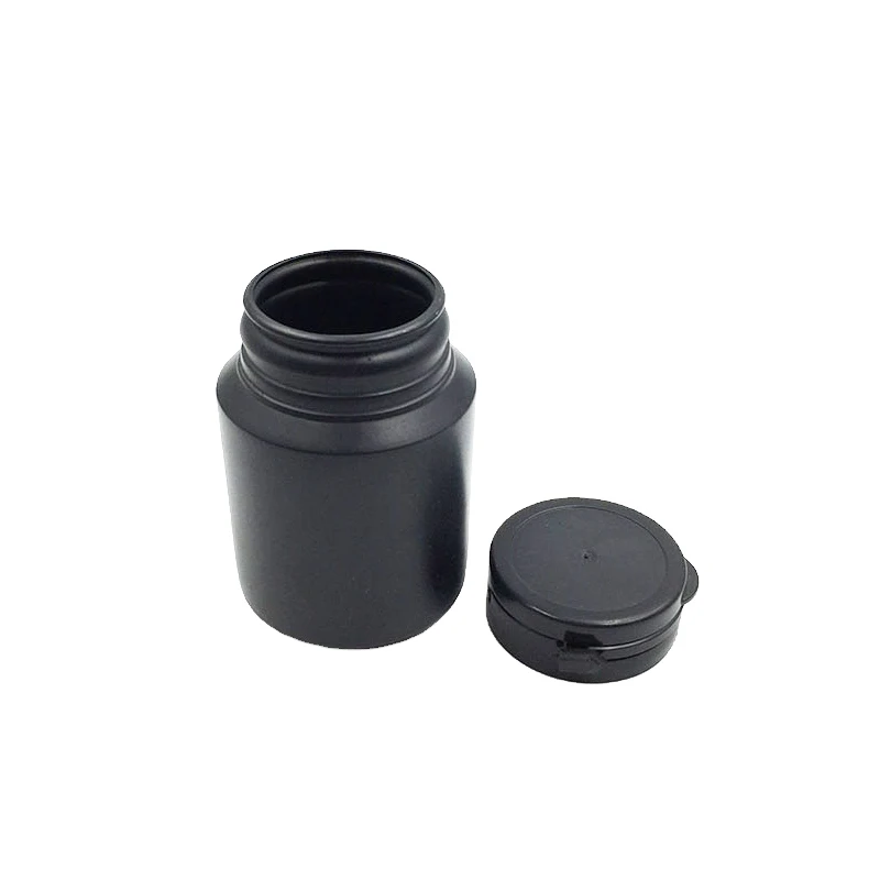 50pcs 100ml 100cc 3.3oz Black HDPE Solid Capsules Empty Gummy Bottles with Pull-ring Tear Off cap