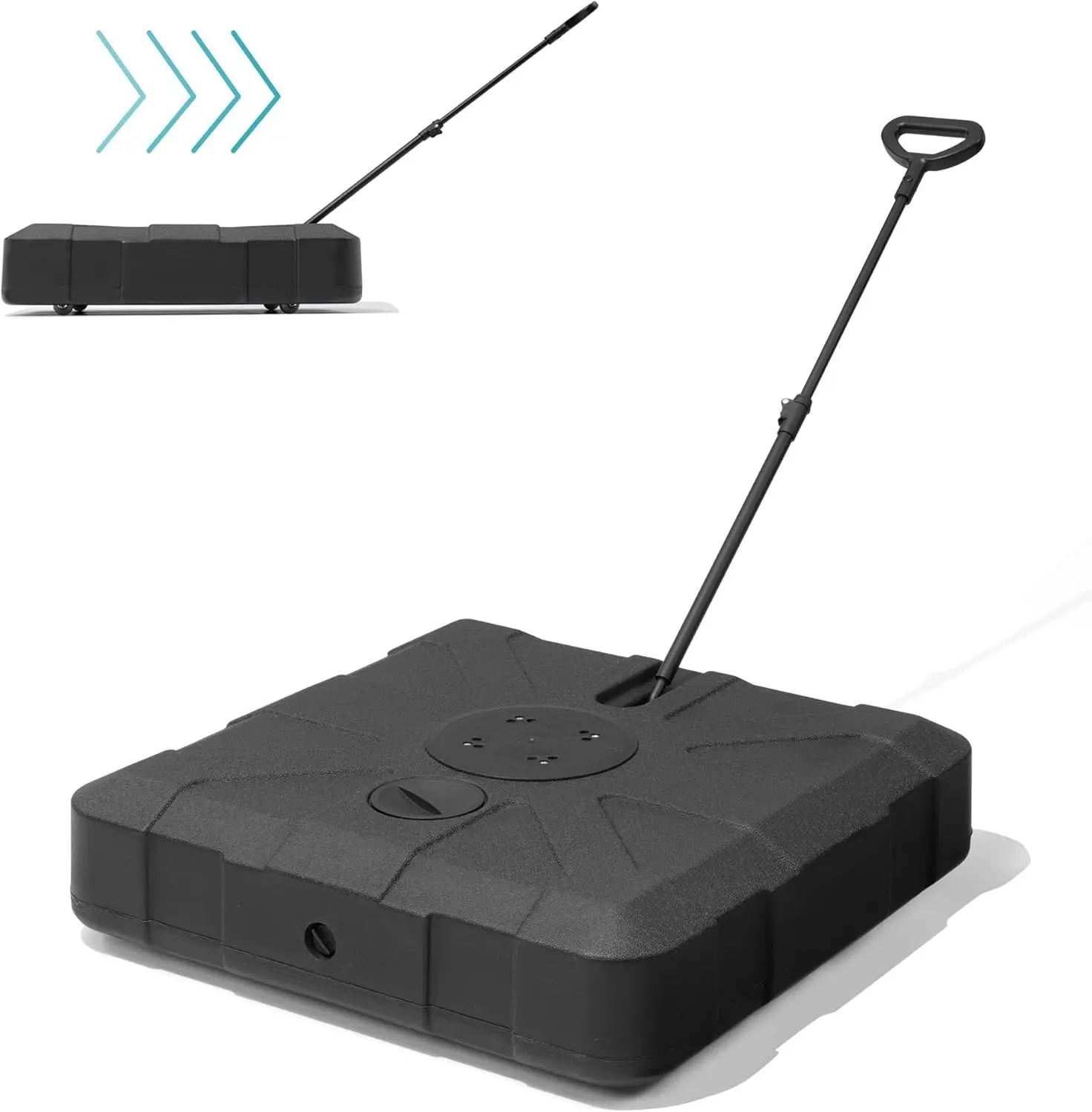 Alas Payung Cantilever dengan Roda, Penyangga Payung Patio Offset 300 lbs, Alas Payung Berbobot Isi Air & Pasir, Hitam·Baru