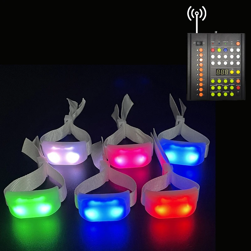 

100/500/2000PCS DMX Function LED TPU Silicone Bracelets 43 Keys 1000Meters Remote Controller Glow Wristbands Wedding Party Event