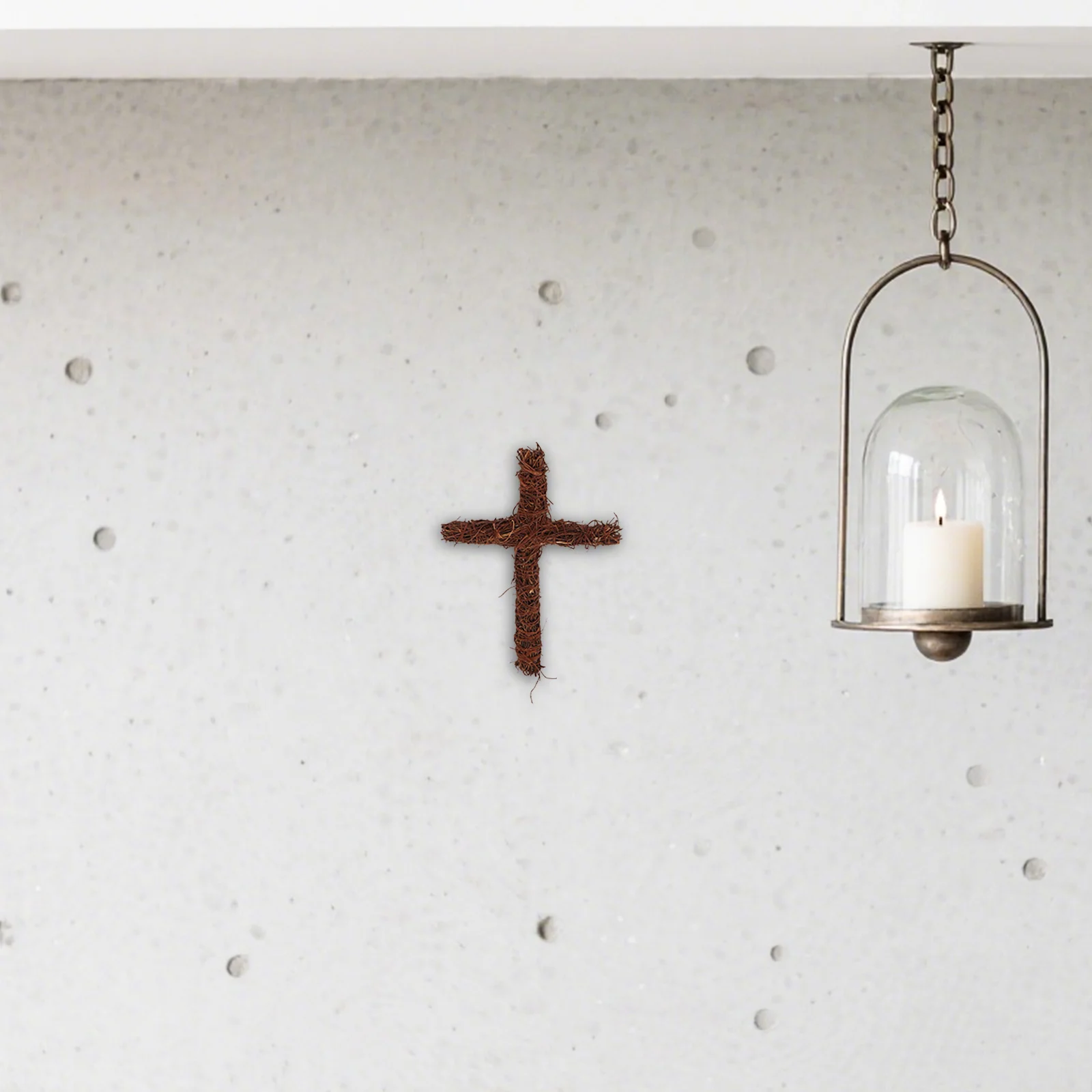 

2pcs Rattan Cross Shaped Ornament Wall Decor Christian Religious Indoor Hanging Decoration For Home Bedroom Living Room Festival