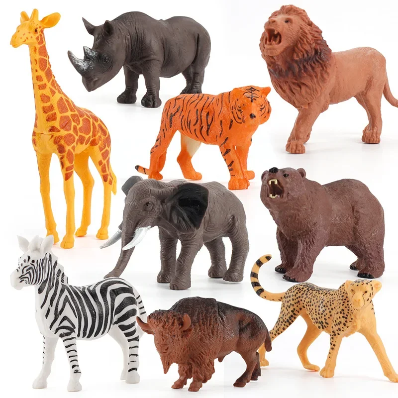 Miniatures Simulation Wild Animal Figures Elephant Tiger Giraffe Teaching Aids Model Figurines Animaux Biology Education Toys