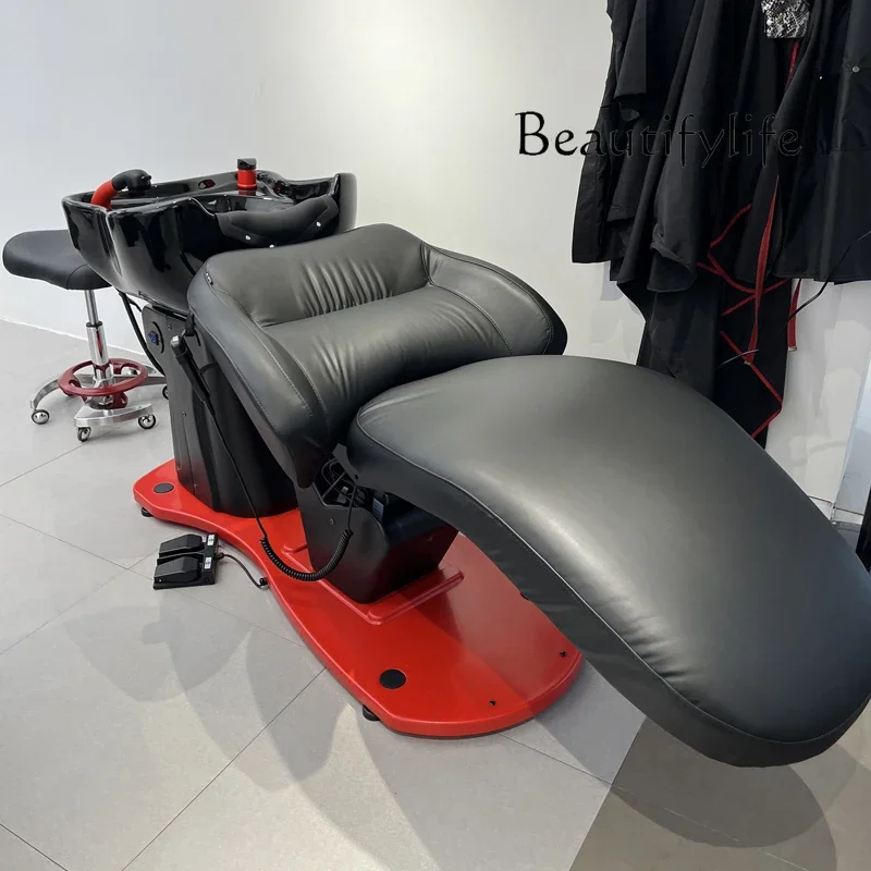 Japanese-Style Simple Electric Lifting Shampoo Chair Barber Shop Half Lying High-End for Hair Salon Shampoo Chair