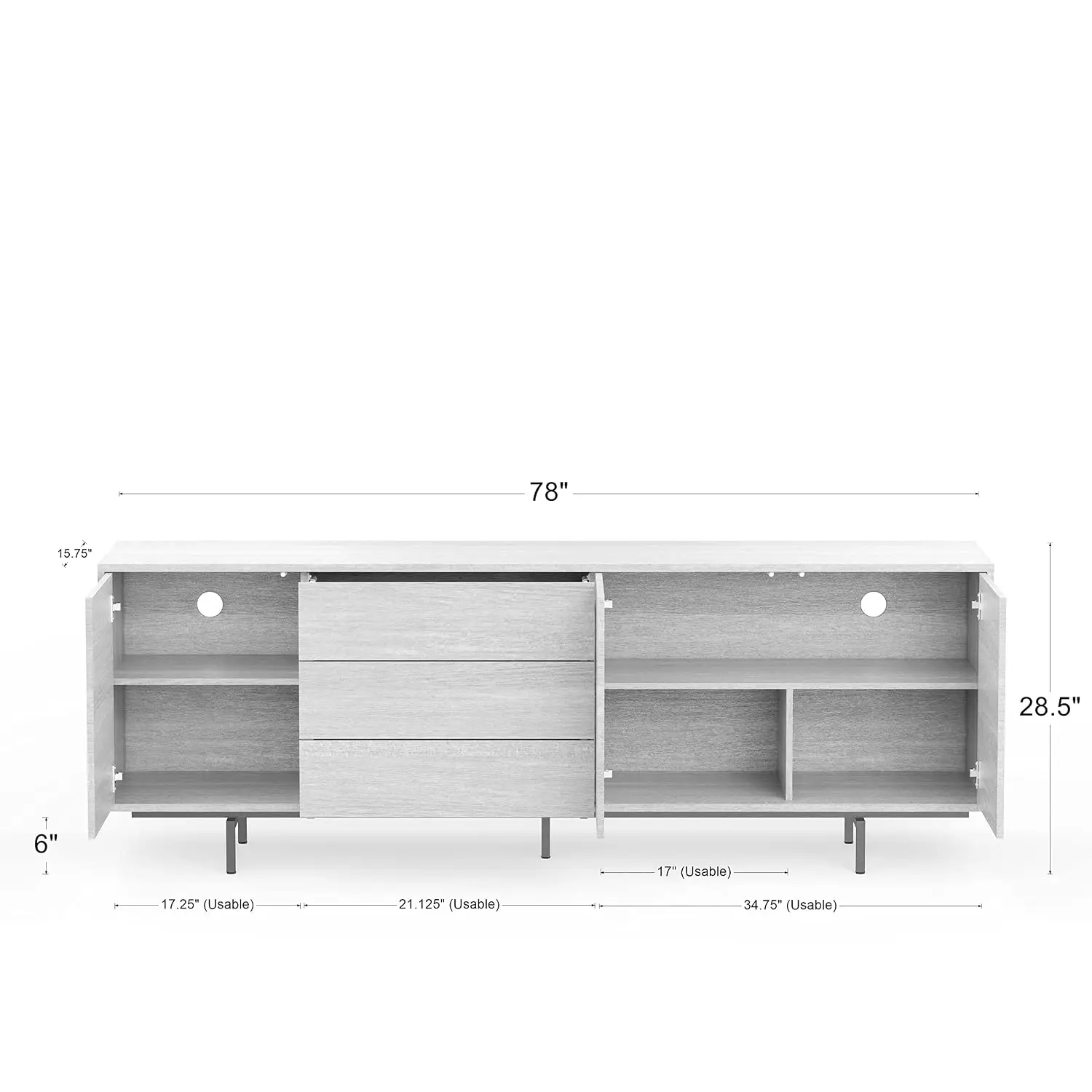 Highboy TV Stand Cabinet Sideboard 78