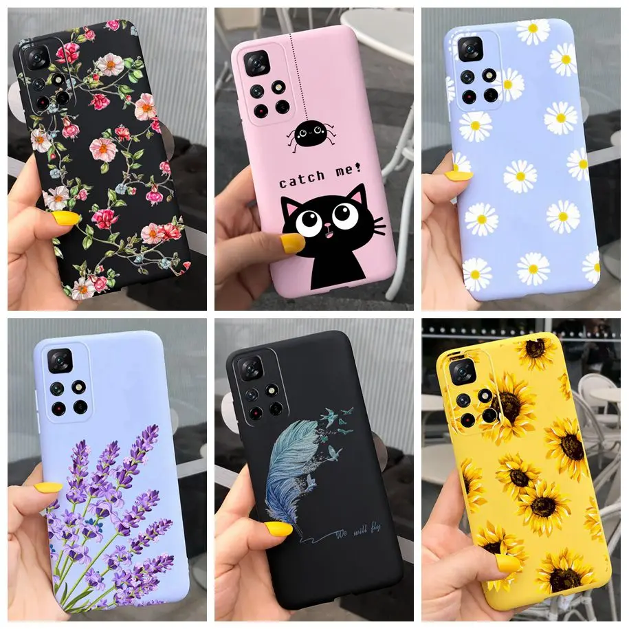 For Xiaomi Poco M4 Pro 5G Case Fashion Feather Flower Painted Soft Back Protect Cover For Xiaomi Poco M4 Pro M4Pro 5G Phone Case