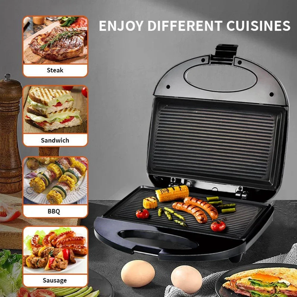 صانع الساندوتشات المنزلية ضوء الإفطار صانع خبز التوست عجة المقلية ستيك على الوجهين التدفئة القلي شواء داخلي