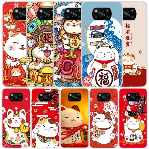 Lucky Cat Maneki Neko Japanese Soft Cover for Xiaomi Poco M8 M7 X7 X6 X5 Pro F7 Phone Case Redmi 15 15C 13 13C 12 12C 10 10C Pri