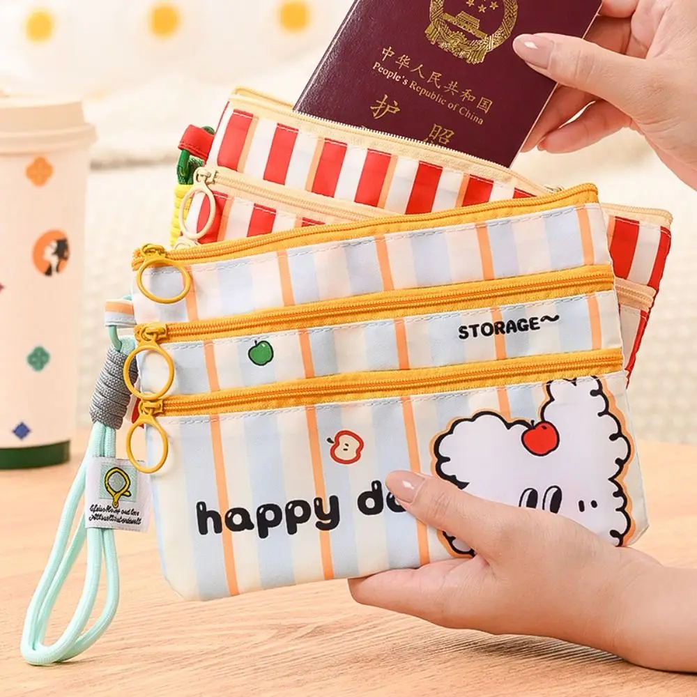 

Multiple Card Slots Passport Holder Wallet 3 Layer Blue Plaid Portable Passport Bag Bear Cat Travel Storage Passport Clip Men