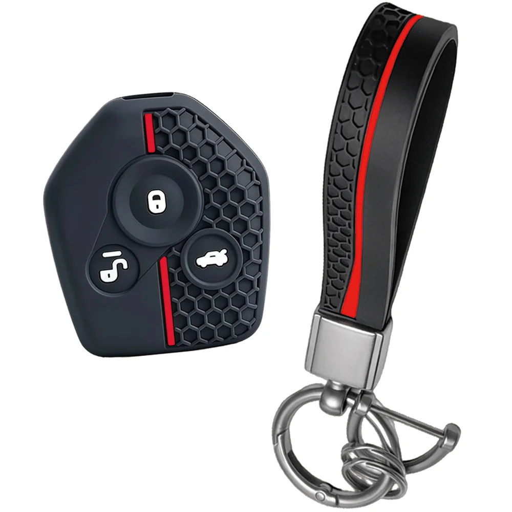 For Subaru Forester Outback Legacy XV Crosstrek Impreza BRZ WRX silicone fixed blade key cover with wrist strap and key ring