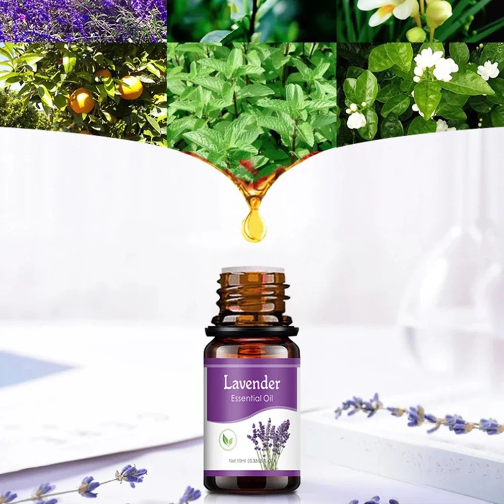 Pure natural essential oil Lemon Mint Rose Tea Tree Lavender Jasmine 6-piece essential oil set 10ml Make house smell better