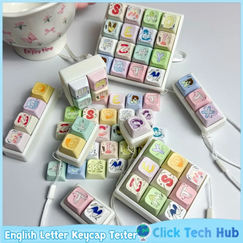 Anime English Letter Keycaps Tester Decompression Toy Cute Macaron Color Wasd Key Customization Mechanical Keyboard Keycap