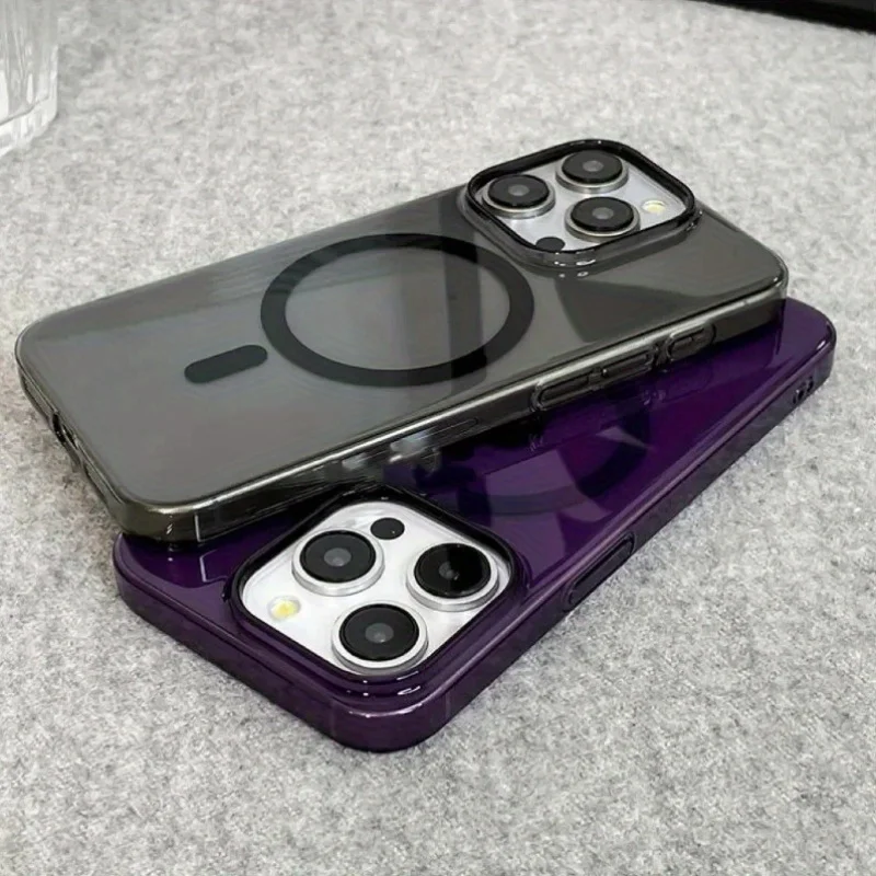 

Ультратонкий прозрачный чехол для iPhone 16, 15, 14, 13, 12 Pro Max Plus | Магнитная беспроводная зарядка, глянцевая прозрачная крышка