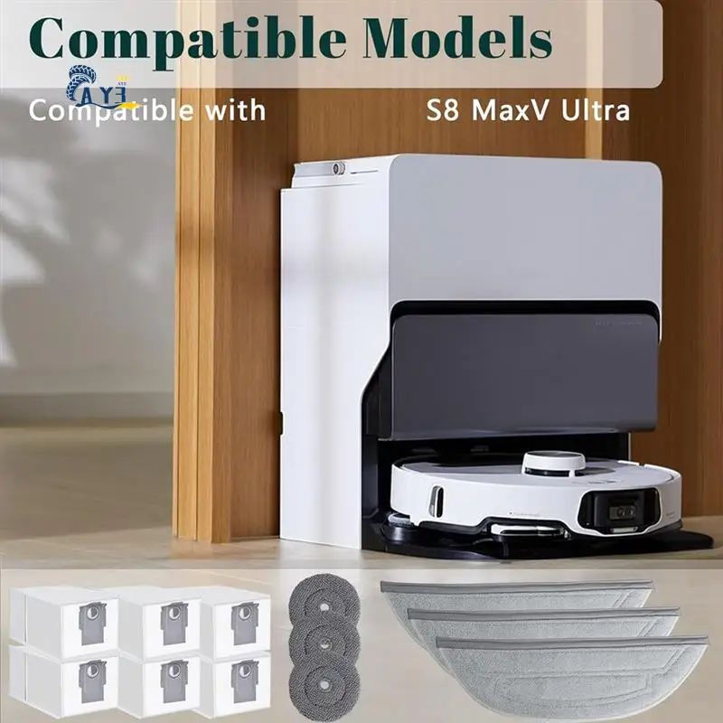 

AY03-For Roborock S8 Maxv Ultra, Replacement Parts Dust Bags Mop Mop Pads Pads Robot Vacuum Cleaner Accessories Kit
