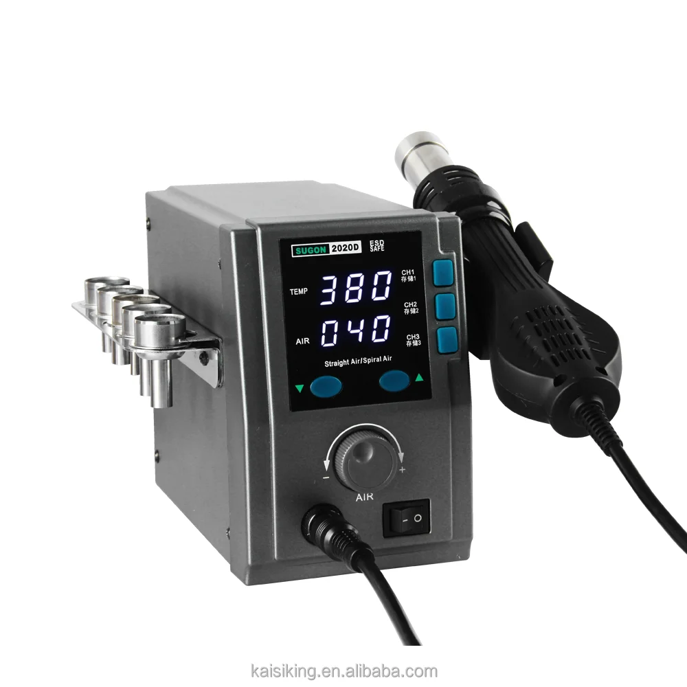 SUGON 2020D Hot Air Blower LCD Display 110V/220V Heating Air  Nozzle IC Remove Phone Laptop Repair Hot Air Station