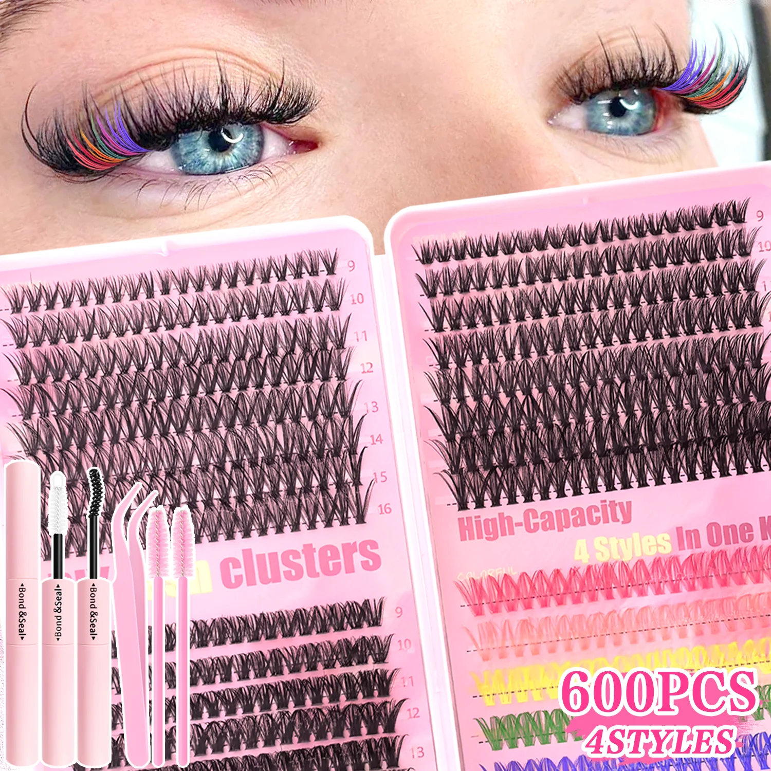 [Persönliche Wimpern] 240/390/600 Clusterfarbe Mixed Wimpernverlängerungsset Make-up Anfänger Falsche Wimpern – Detail 3