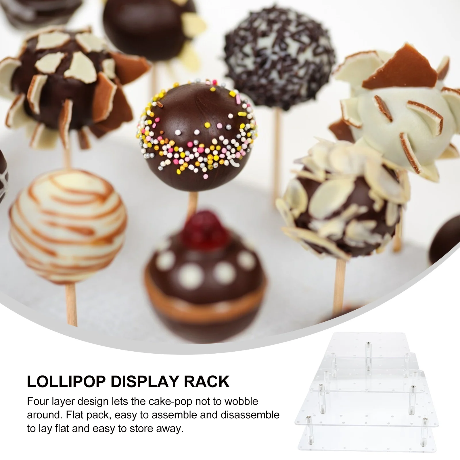 

1pc Acrylic Holder 56-Hole Clear Storage Party Dessert Display Stand Four-Layer Design Easy Assembly Smooth Edges Display Rack