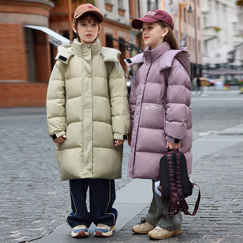 OLEKID 2025 Winter Children Down Jacket Hooded Thick Warm Long Teenager Down Jacket Coat 6-14 Years Kids Parka Outerwear Outfit