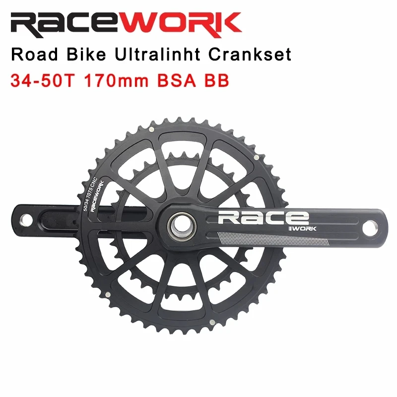 

10/11 speed 170/172.5/175mm 50-34T/53-39T/52-36T BSA bb86 Compact for road bike bicycle Crank set Ultralight crankset black 790g