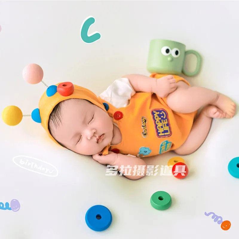 

❤️ Одежда для фотосъемки новорожденных, шапка + топ + подтяжки + чашка + блоки, студийный реквизит для детской фотосессии, аксессуары, одежда, наряды для фотосъемки