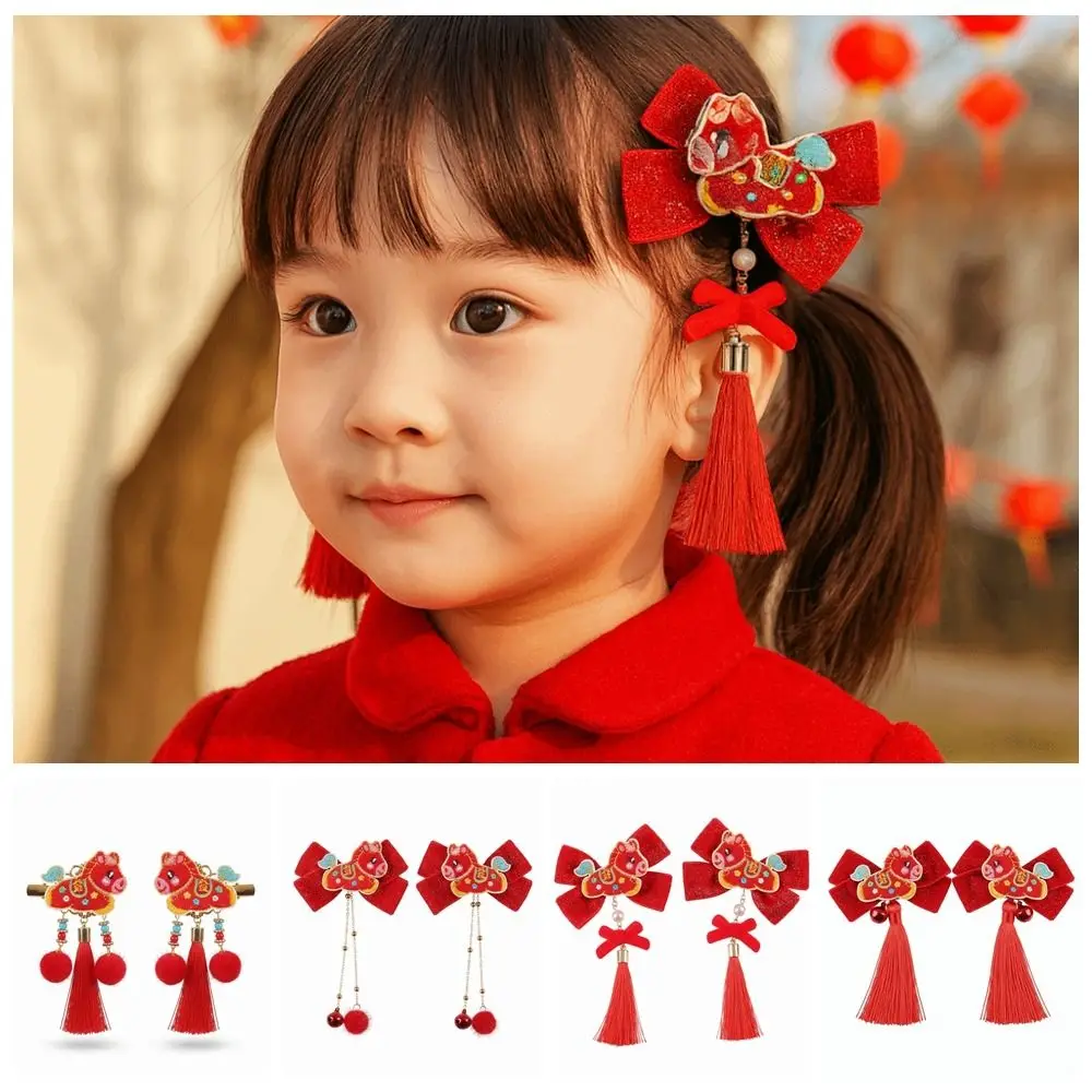 

Cheongsam мультфильм традиционная китайская заколка для волос с бантом шарик для волос заколка с кисточкой в китайском стиле красный новогодний аксессуар для волос на каждый день