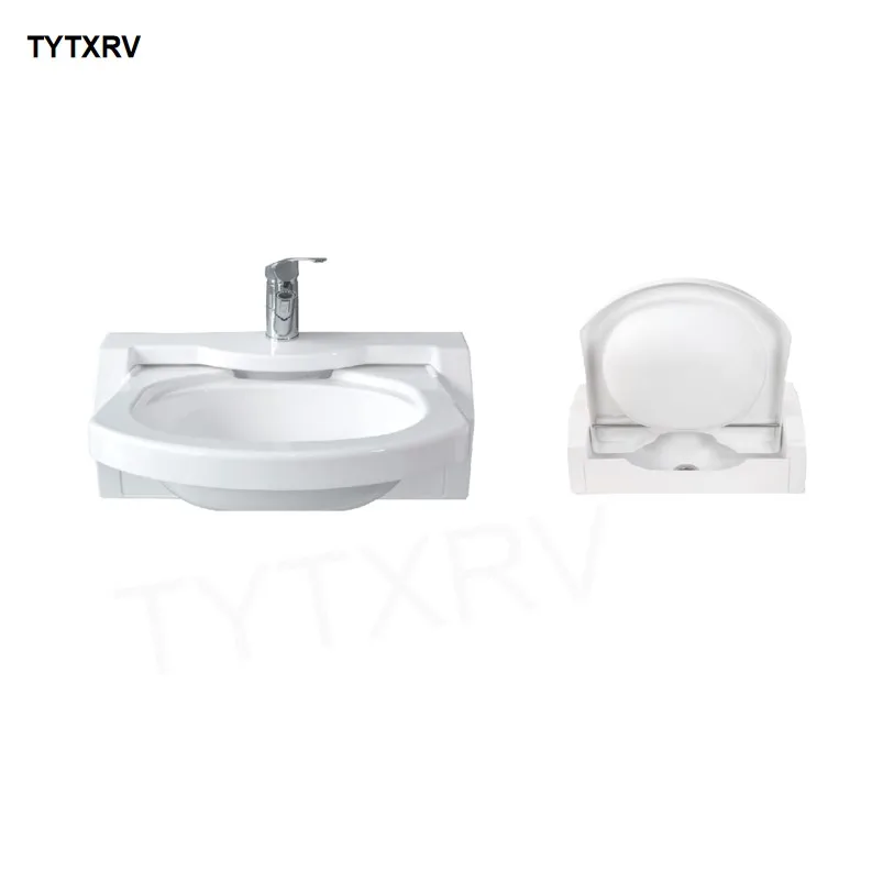 TYTXRV RV موتور المنزل قافلة شقة الفضاء الذكي الاكريليك المدمج في طوي الحمام الحمام المرحاض بالوعة بما في ذلك الصنبور #4