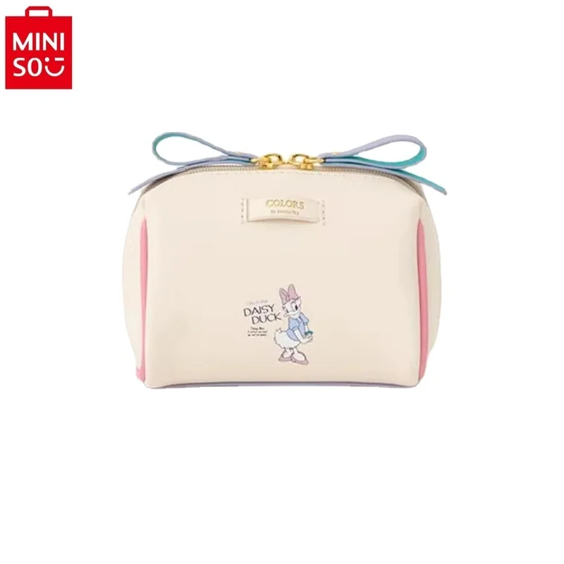 MINISO Disney Cartoon Daisy Print Fashion Women\'s Sweet Portable High Quality Multi functional Makeup Storage Handbag