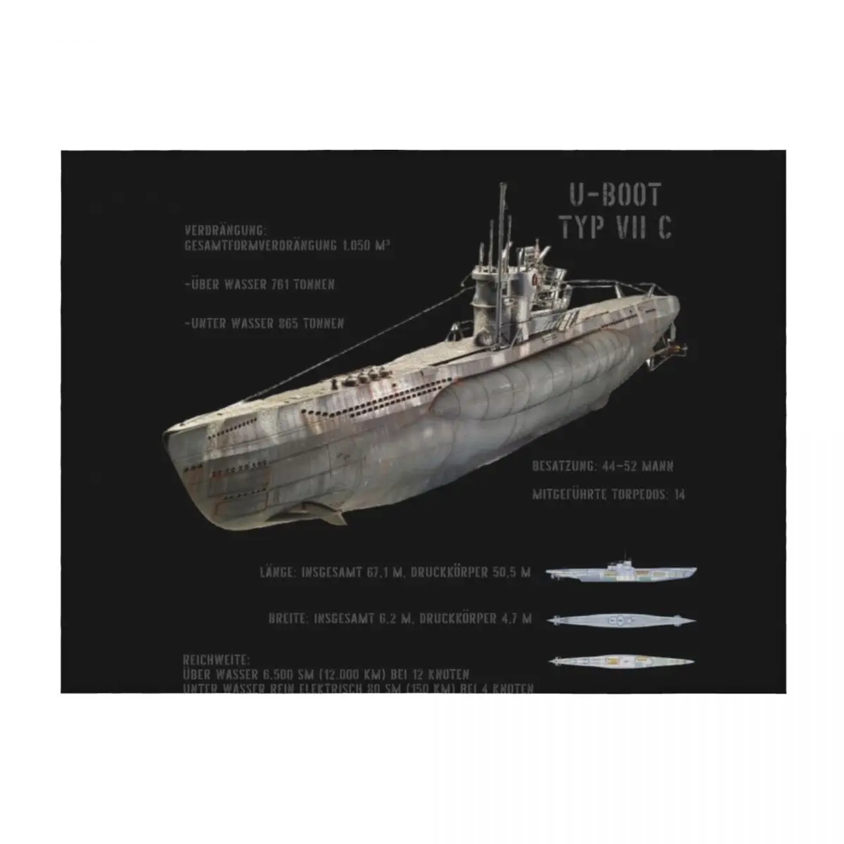 

German U-Boat Type VII C Kriegsmarine WW2 in German Throw Blanket Decorative Sofa Soft Big Plush Blankets
