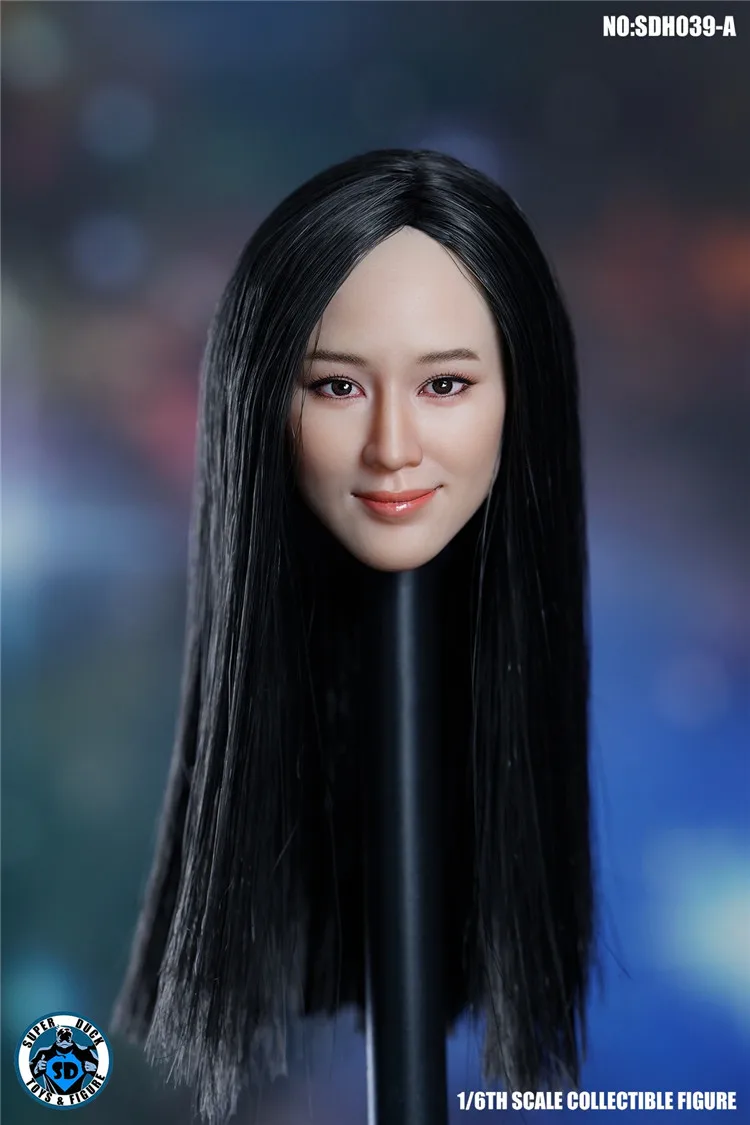 SUPER DUCK SDH039 1/6 Scale Asian Beauty Head Sculpt PVC Head Carved For 12'' TBL Wheat Skin Female Soldier Action Figure Body