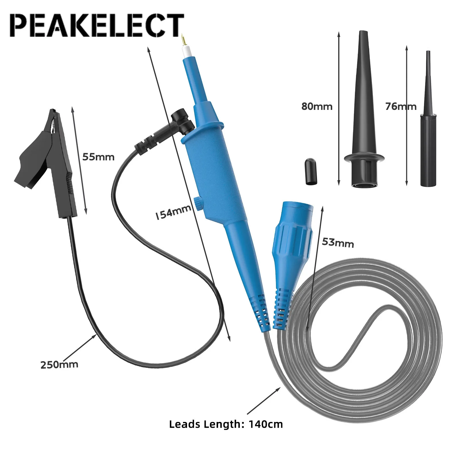 Peakelect P2301B Oscilloscope Probe 300MHz with Alligator Clip BNC Protective Cap Scope Clip Probe for Tektronix HP X10 10:1