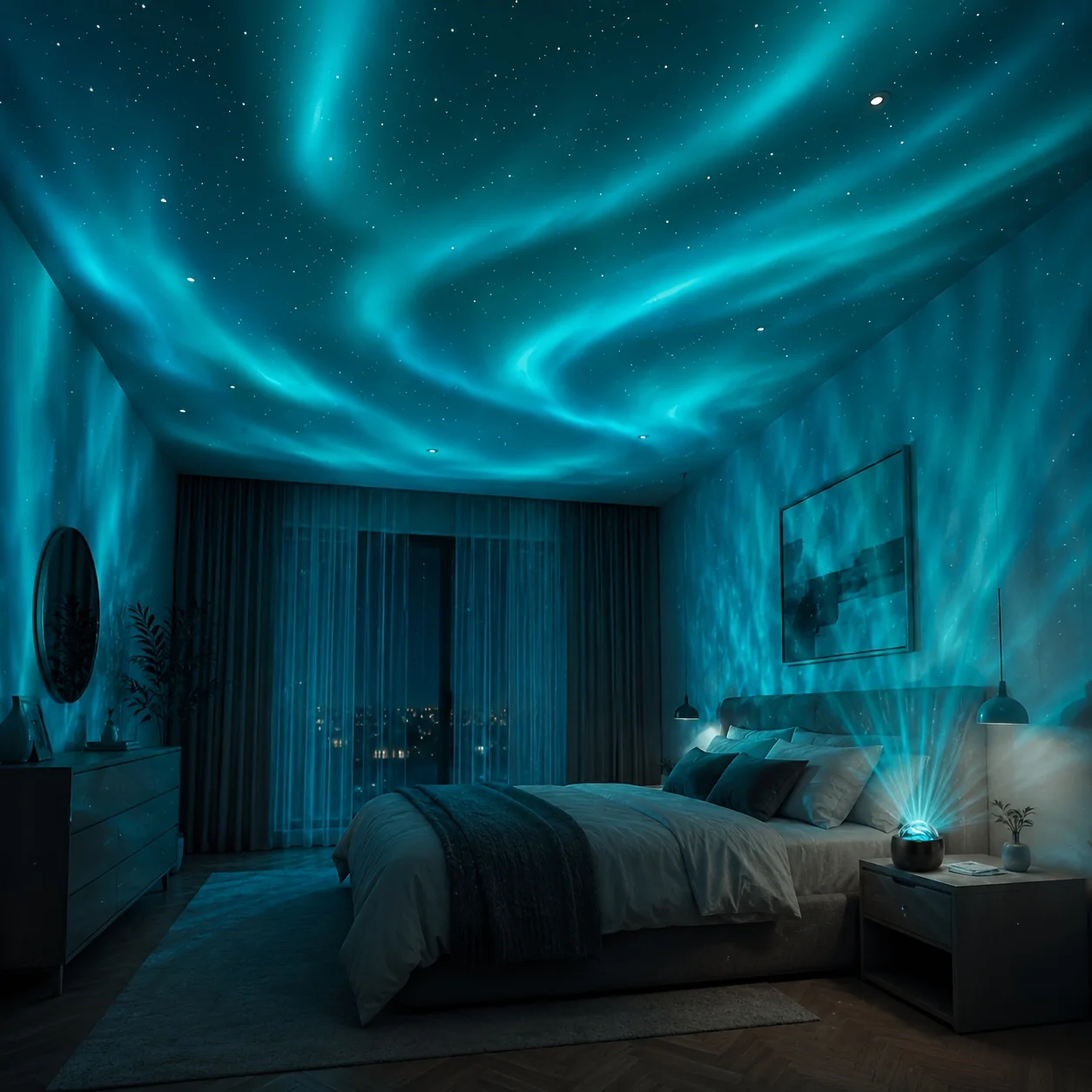 LED Starry Sky Projector Light 7 Colors Night Light Touch Switch USB Powered Auto Rotate Home Bedroom Party Decor Lamp Kids Gift