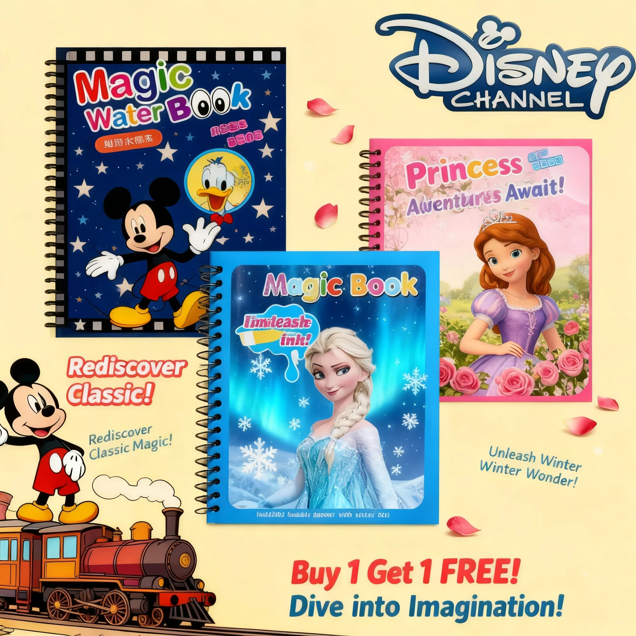 

Disney Frozen Elsa Princess Minnie Mouse Cartoon Water Painting Drawing Toys Set Graffiti Watercolour Magic Book for Girls