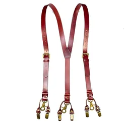 2.4* 120Cm Adult Suspenders Leather Suspenders Man For Pants Adjustable Man Suspenders Braces Harness Men Wedding Accessories